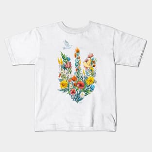 Ukrainian Floral Trident Kids T-Shirt